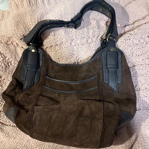 NWOT a.n.a Brown suede embossed shoulder bag